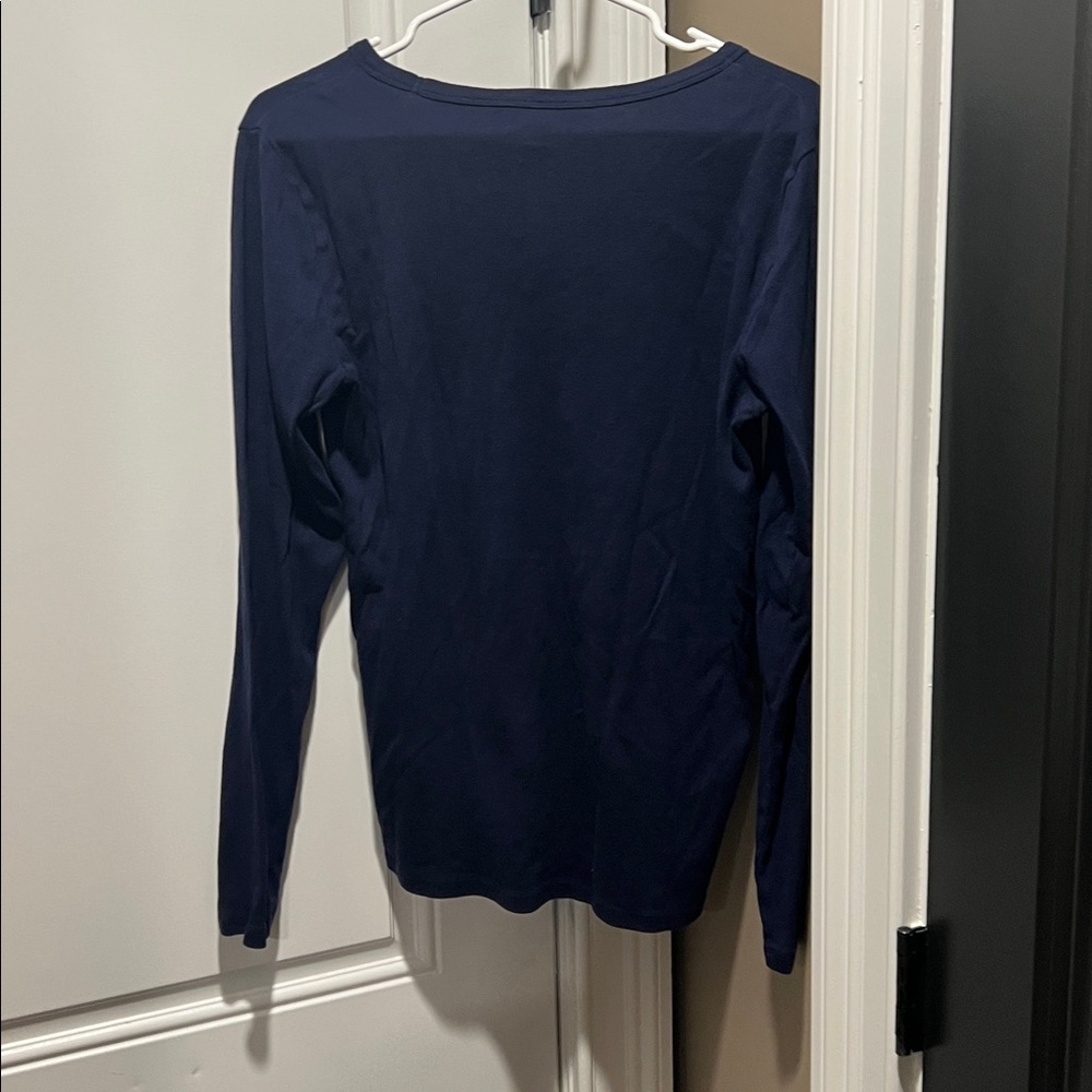 GAP Women's Deep Blue Long Sleeve V-Neck Top size L - Picture 3 of 5